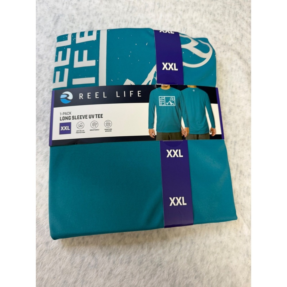 Reel Life Men Jax Beach Long Sleeve UV Tee Teal Green XXL‎ UPF 50+ NWT